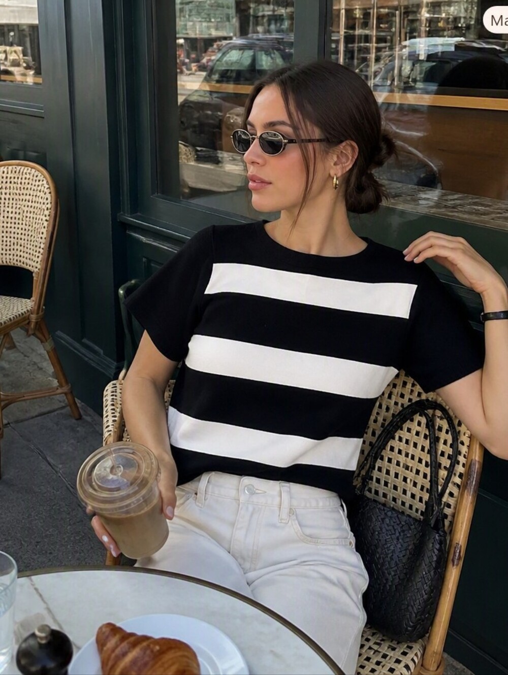 Polo by Ralph Lauren Black and White Striped Short Sleeve Tee